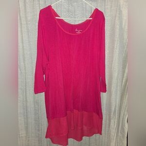 Lane Bryant Long Sleeve Tunic Top Sheer Bottom 22/24